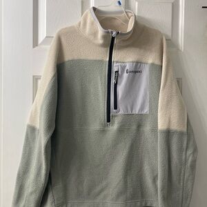 Cotopaxi Women's Half-Zip Fleece in Cream and Green
